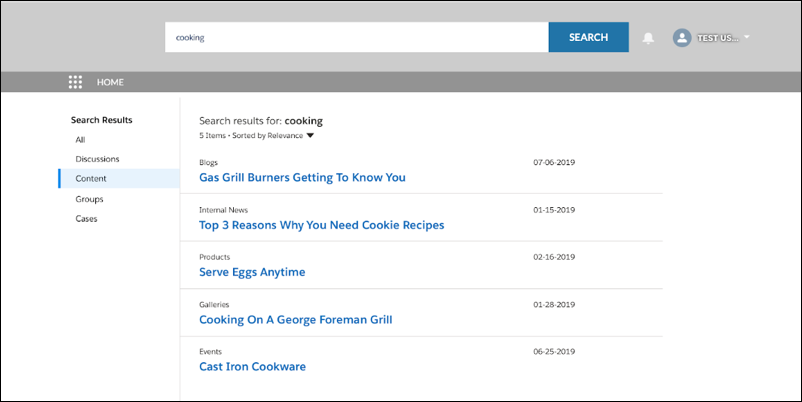 Search bar in CMS