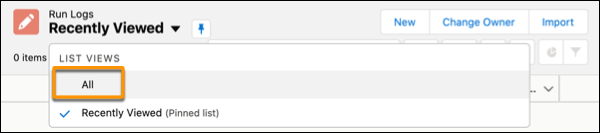 Option für alle Listenansichten im Dropdown-Menü 'Zuletzt angezeigt'