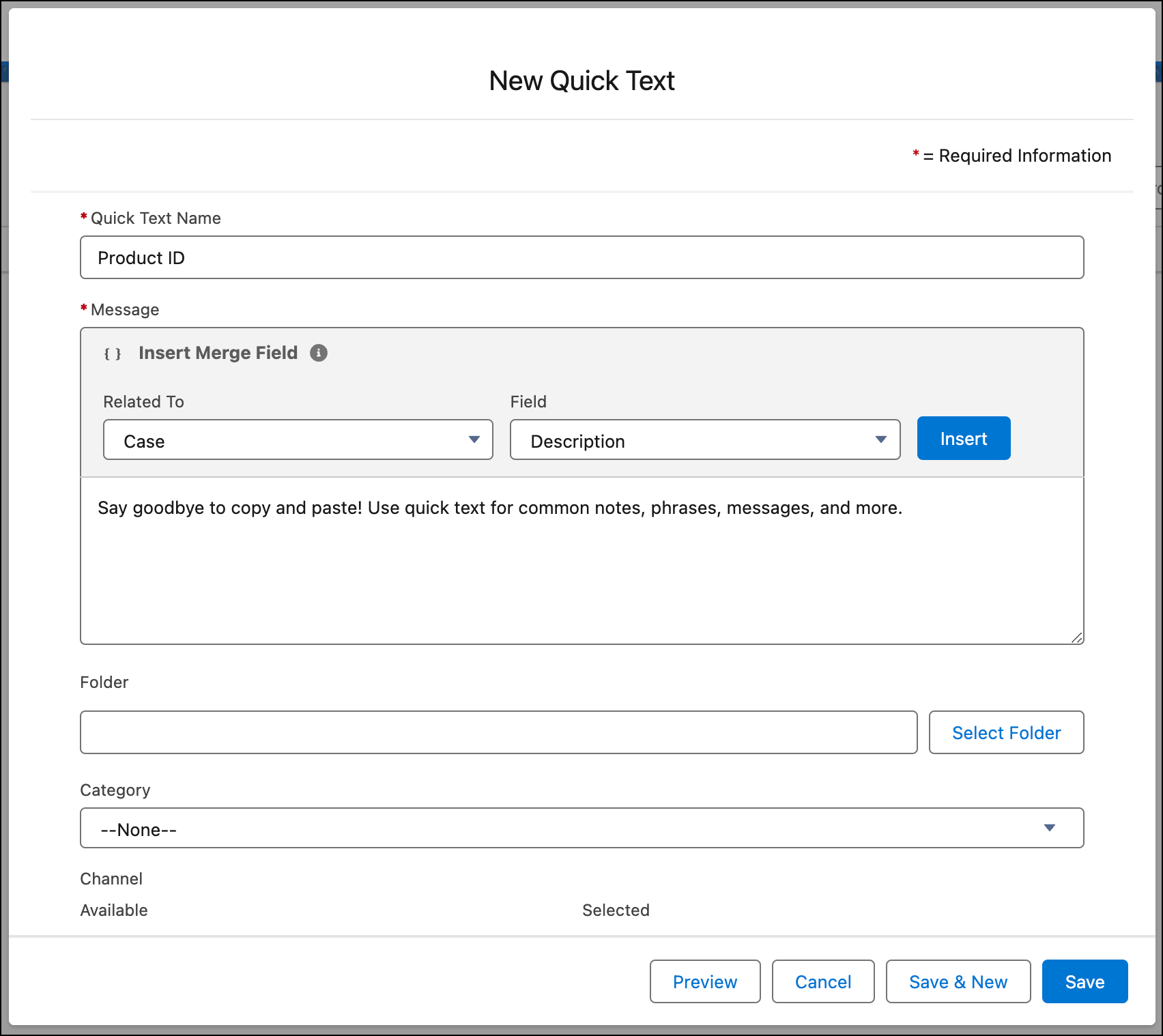 Email showing quick text icon and quick text added to the email