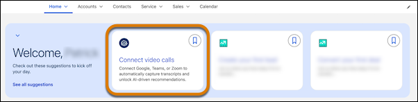 Spotlight card menu under the Home App with a highlighted box around Connect video calls