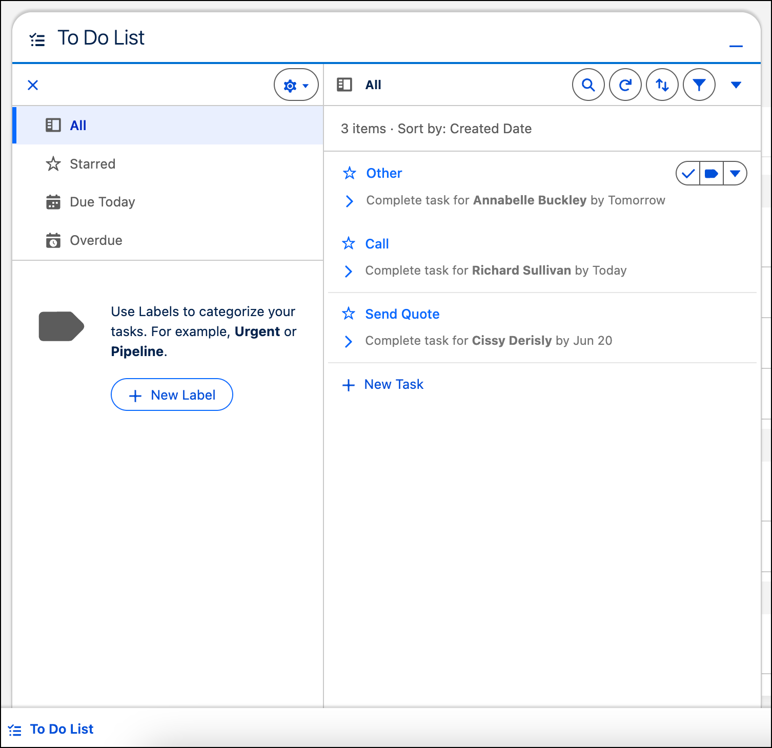 Find the To Do List in the utility bar.