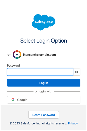 Log in screen for welcome.salesforce.com includes a single sign-on link.