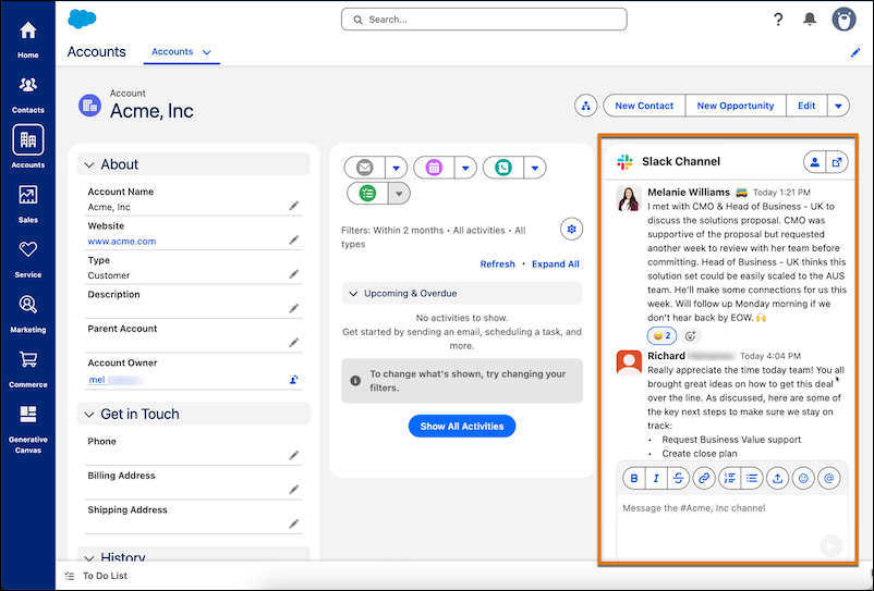 Salesforce record channels for Slack