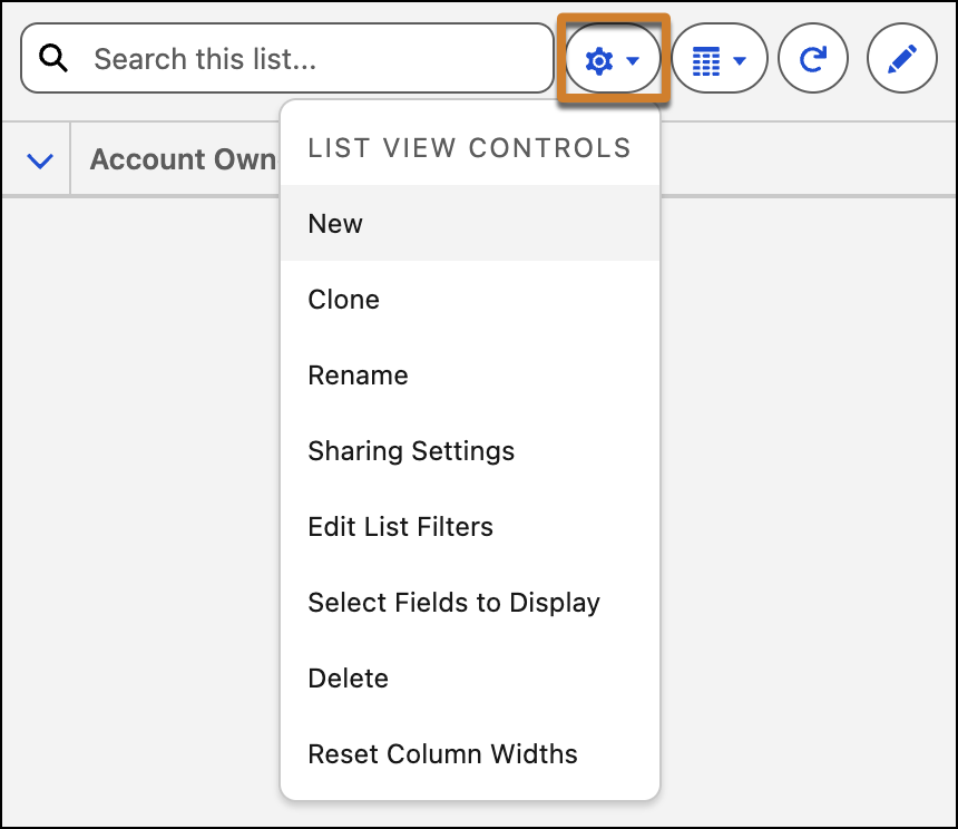 Select List View Controls icon and select New to create a list.