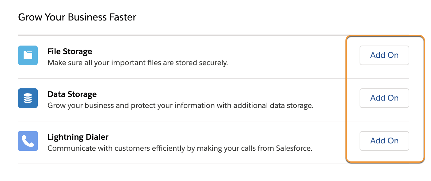 Bilde av boksen La forretningsvirksomheten vokse raskere med tilleggene Fillager, Datalager og Lightning Dialer