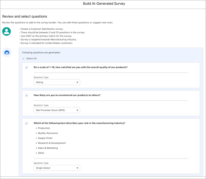 Survey questions generated using generative AI.