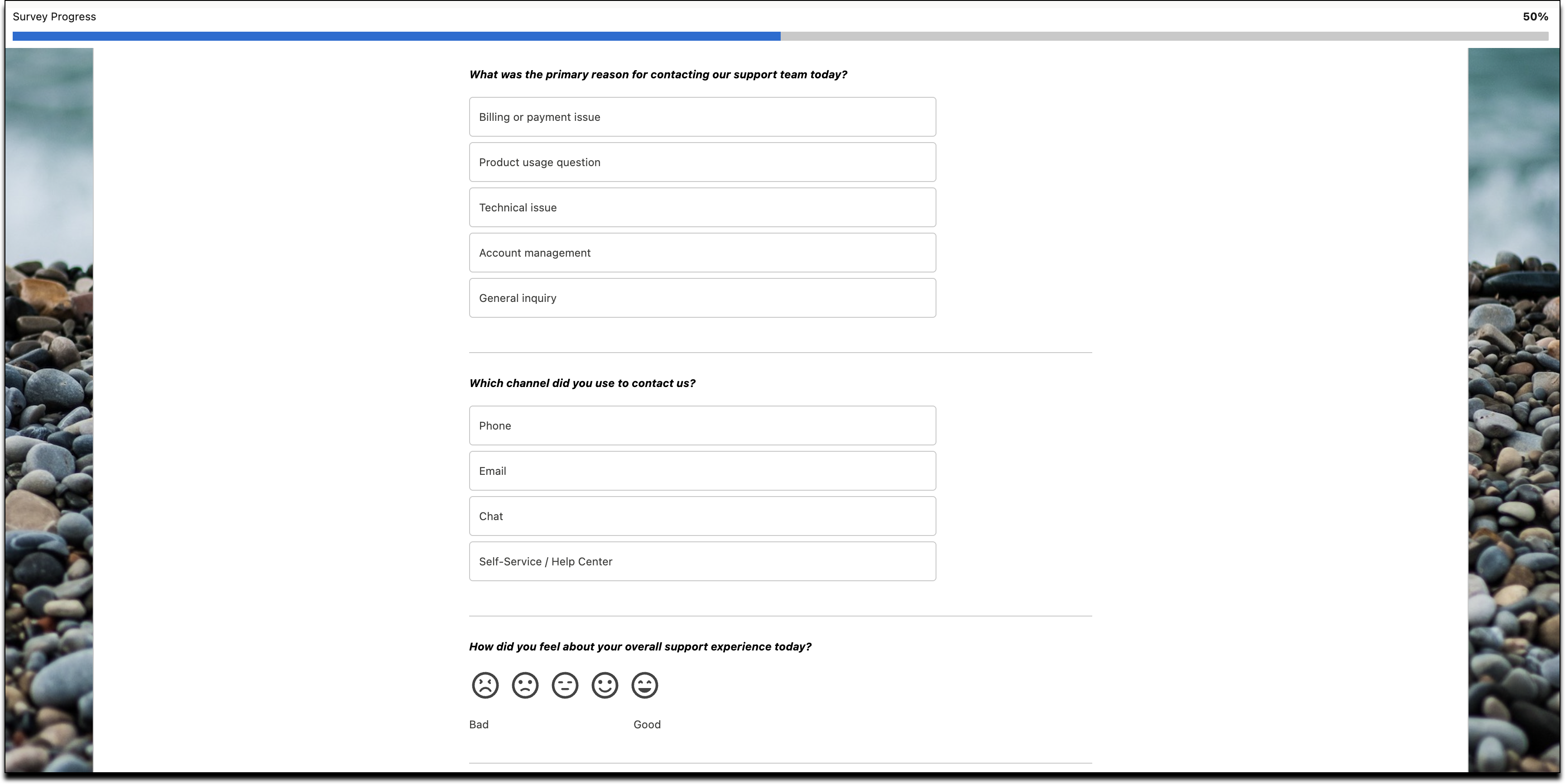 Adjust the padding between survey background and survey form.