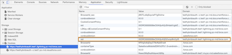 Browsercookie, das vom Umfang 'lightning' gesetzt wird