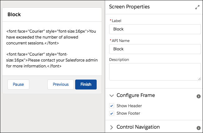Create a block screen