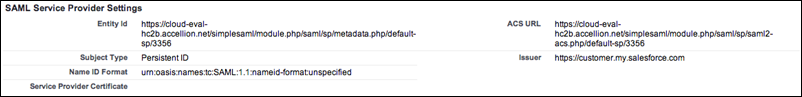 SAML service provider settings