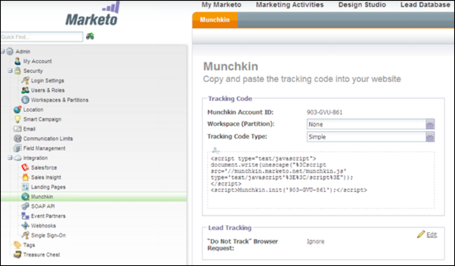 copy the Munchkin account ID