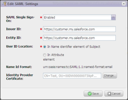 configure SAML settings