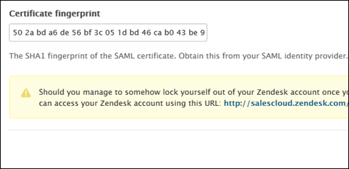 enter the SHA1 fingerprint of the Saleforce certificate