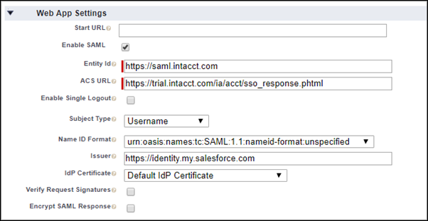 paramètres d’application Web de l’application connectée