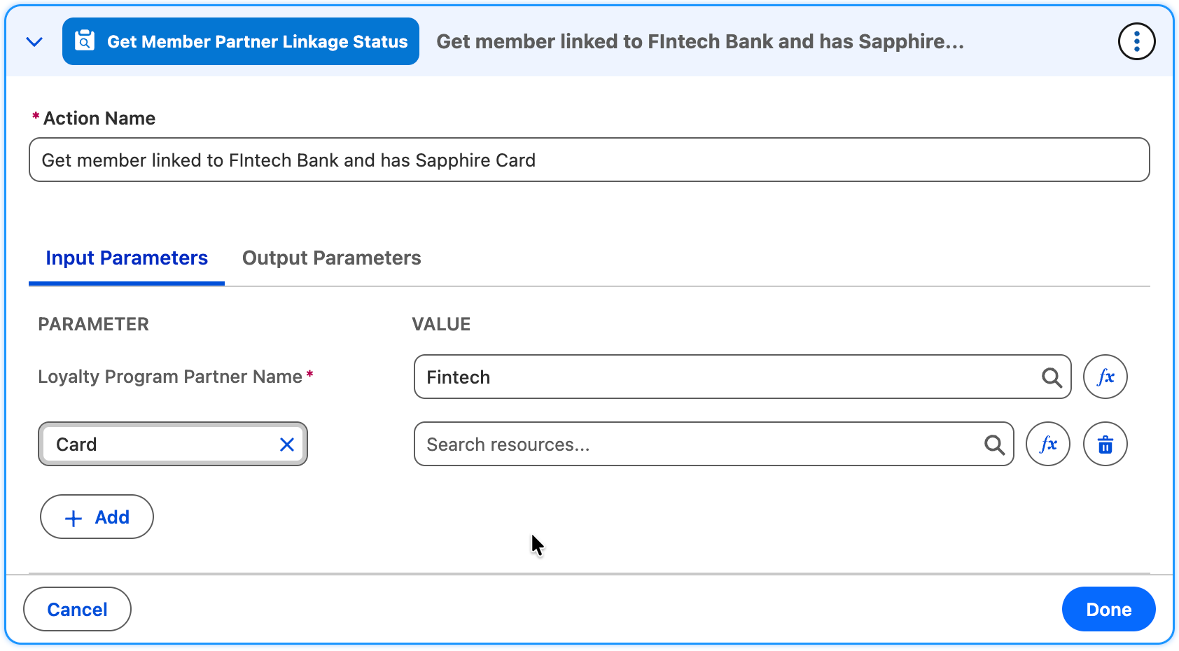 Create process rule using the Get Member Partner Linkage Status action.