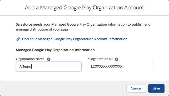 Agregar cuenta de Google Play gestionada