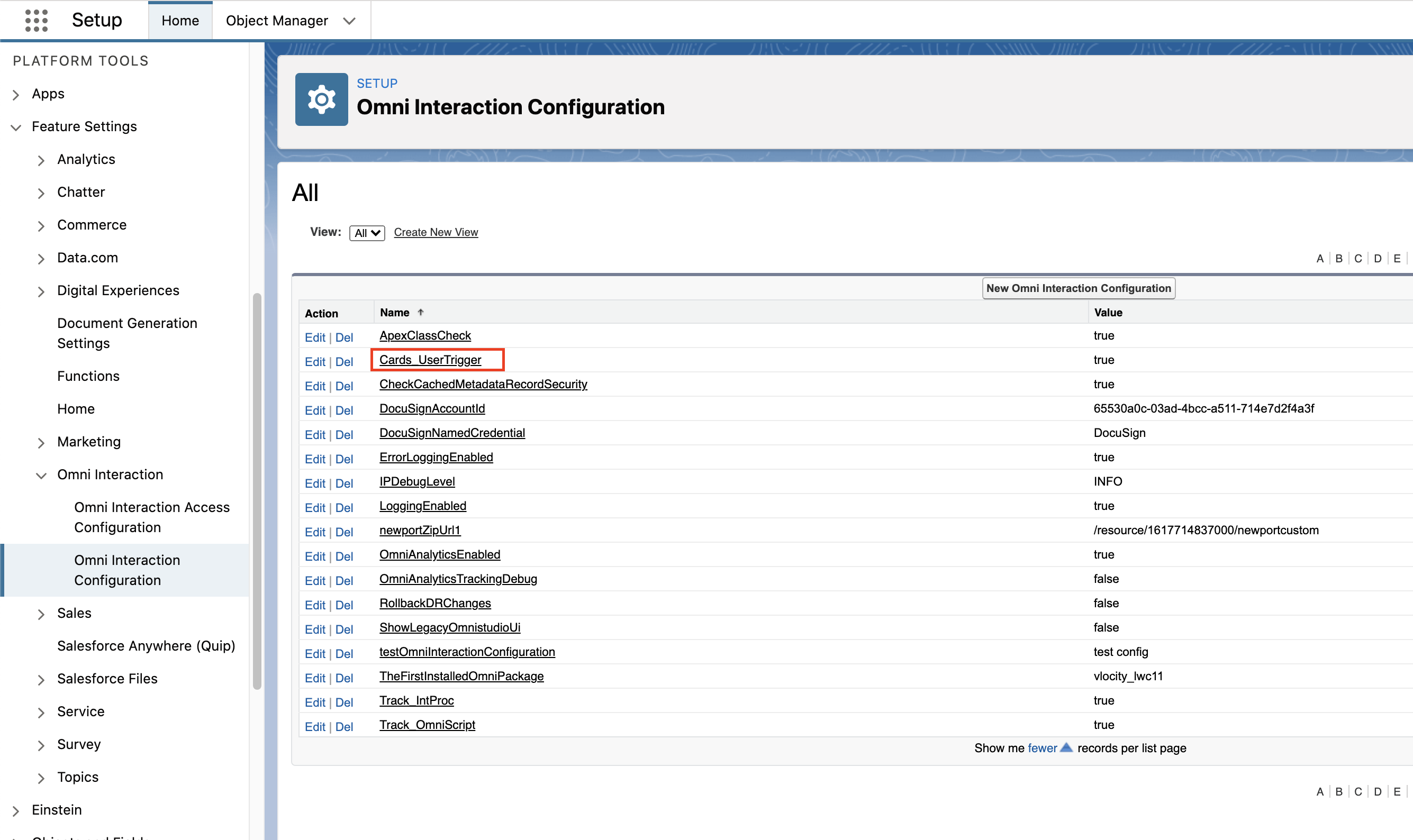 Omni Interaction Configuration 使用者快取