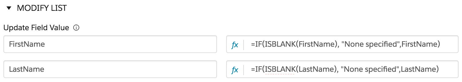 필드 값, FirstName 업데이트