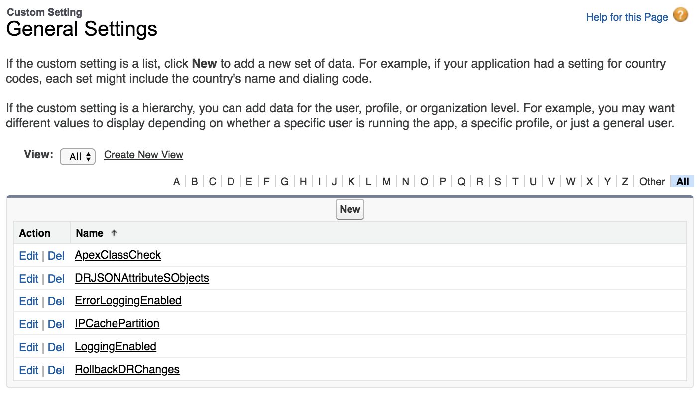 The Custom Settings page lists General Settings.