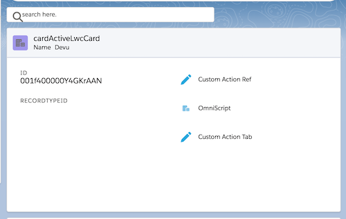 Screenshot of cardActiveState template