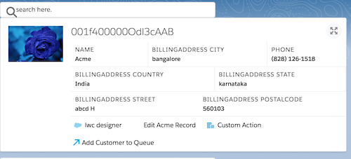 Screenshot of wideCard template