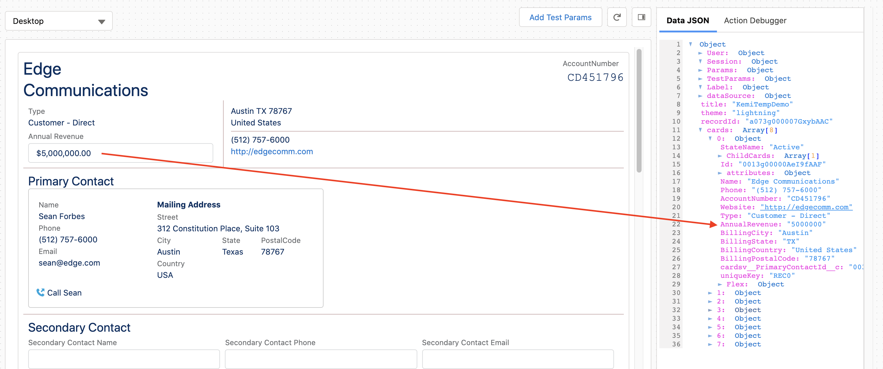 After: FlexCard ­Field ­Binding update field