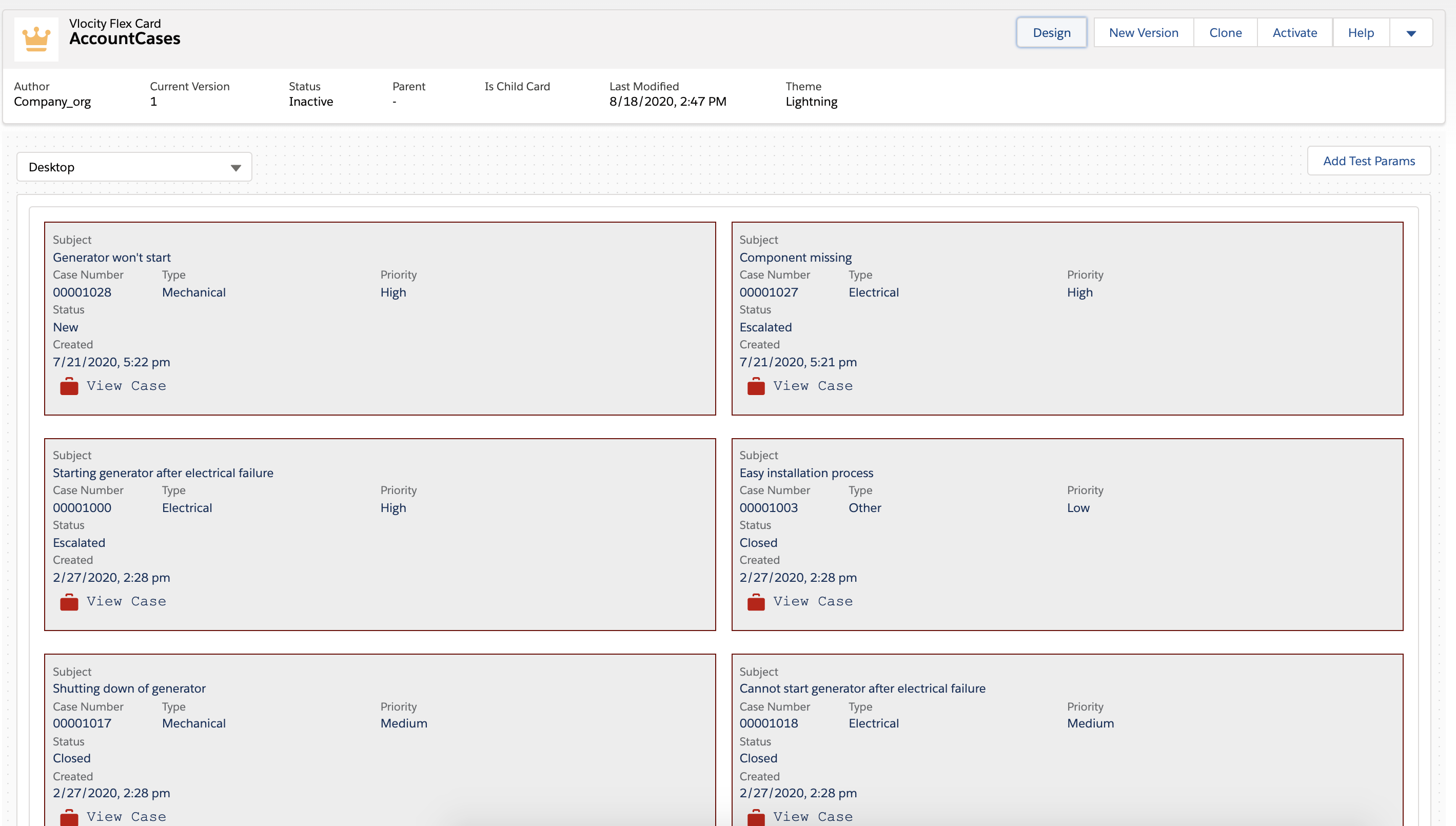 Parent FlexCard with Child Side by Side Records Preview
