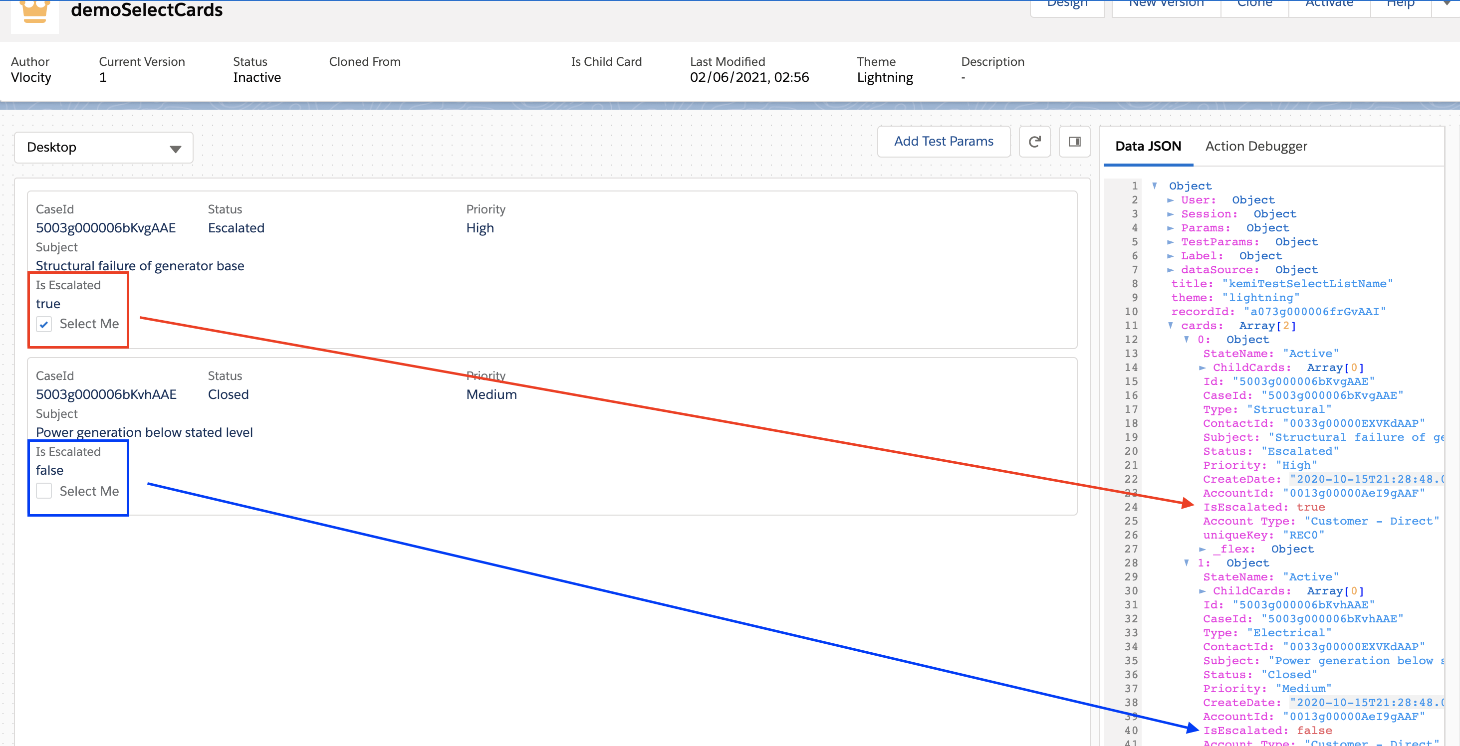 Preview Select Cards Action Selectable Field