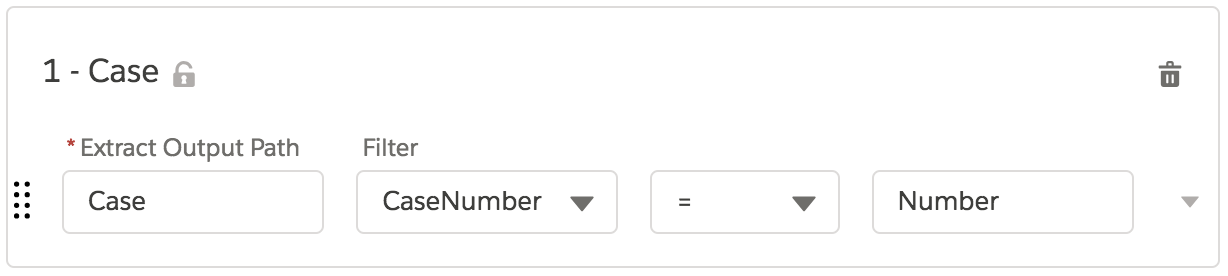 Case オブジェクトには、CaseNumber = Number という検索条件があります。