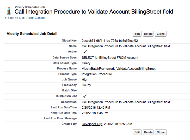 The Scheduled Job properties are described in the preceding text.
