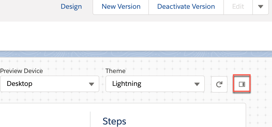 The column button that displays the debug panel after it has been closed.
