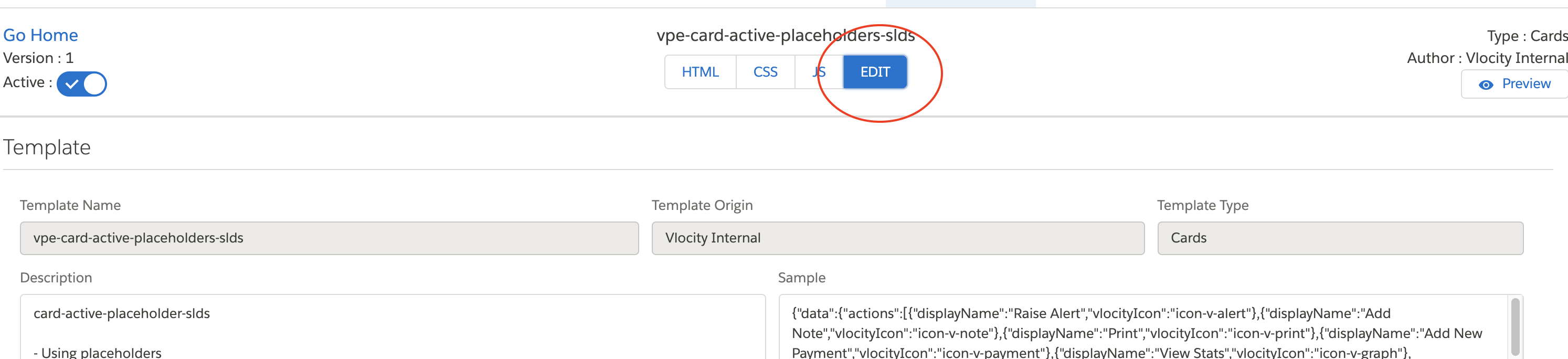 Edit button