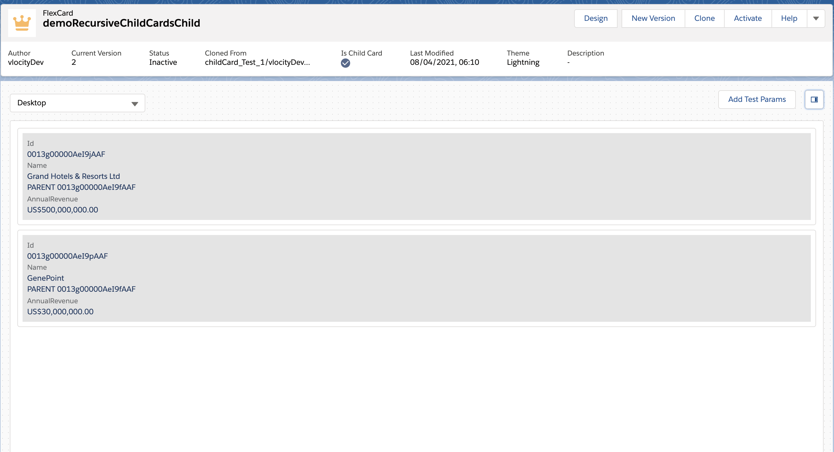 FlexCard Recursive Child Attributes Preview
