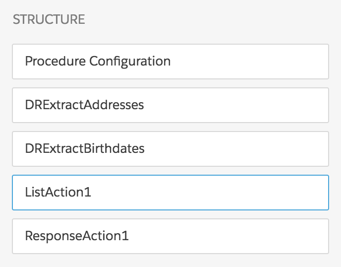 The contents of the Structure panel are listed in the preceding text.