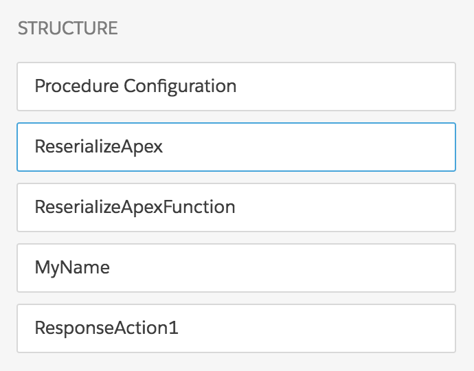 The contents of the Structure panel are listed in the preceding text.