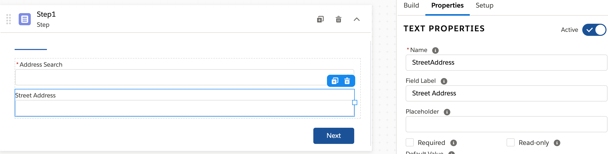 An input element in the Type Ahead Block.