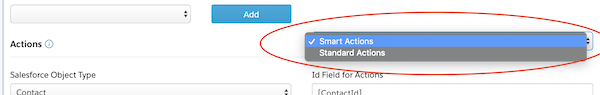 Screenshot of Smart Actions before Winter '20