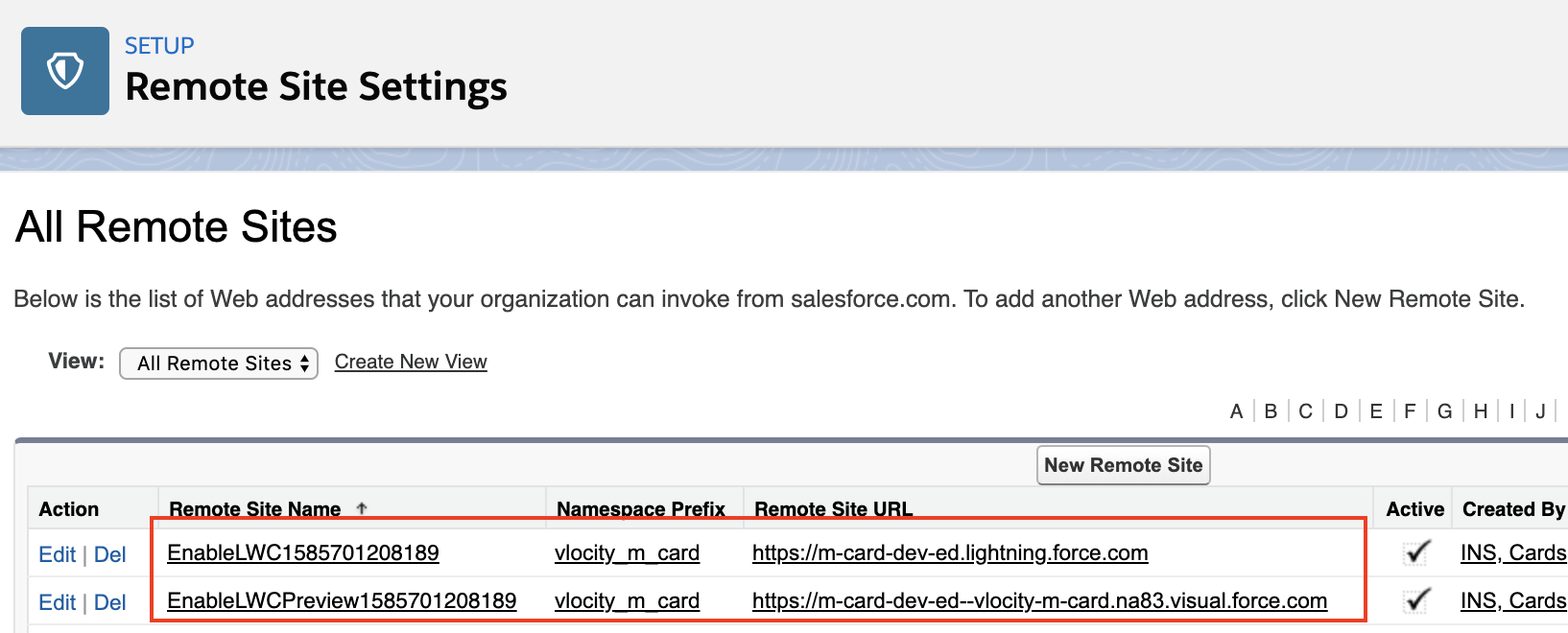 Remote Site Settings fixed in Setup