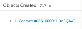 [オブジェクト作成] ペインには、1-Contact の後に新しい Contact の ID が表示されます。