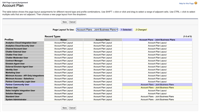 Account Plan Page Layout.