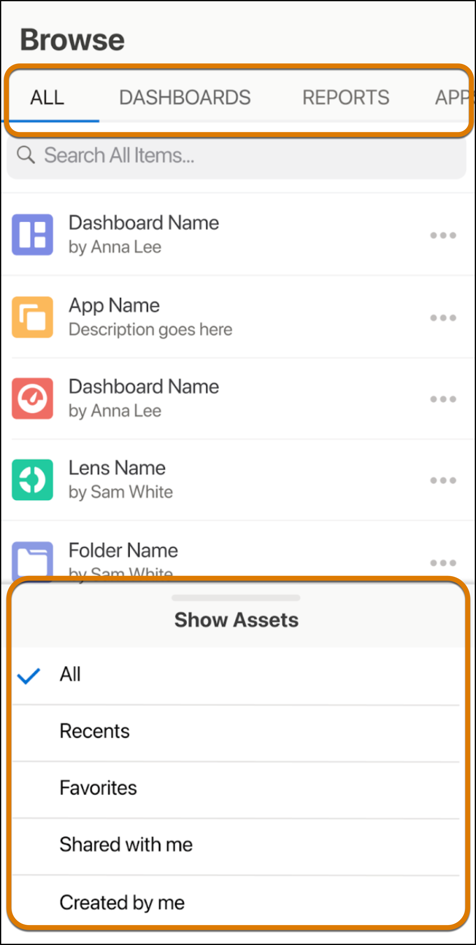 Browsing an asset