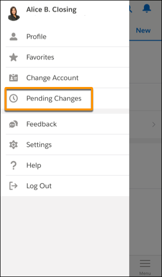 Alterações pendentes no menu de navegação do aplicativo Salesforce