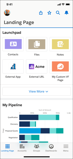 Visualizar um LaunchPad no aplicativo móvel