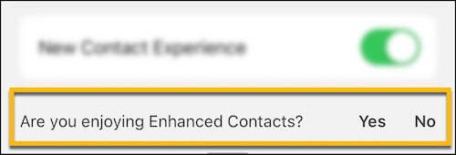 Feeback area in contacts home