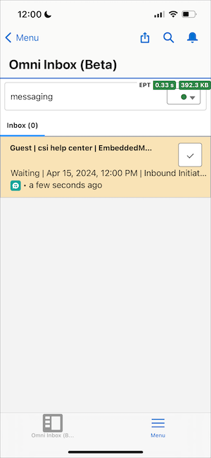 Salesforce mobile app with an incoming message displayed.
