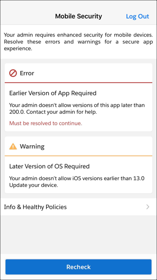 Benutzeroberfläche der mobilen Sicherheit
