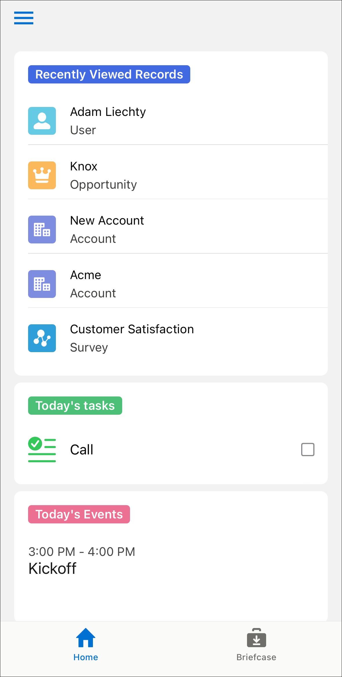 Hoofdpagina offline app