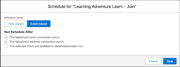 The event-based schedule for a recipe with multiple events selected.