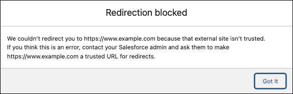 Message for a blocked redirection.