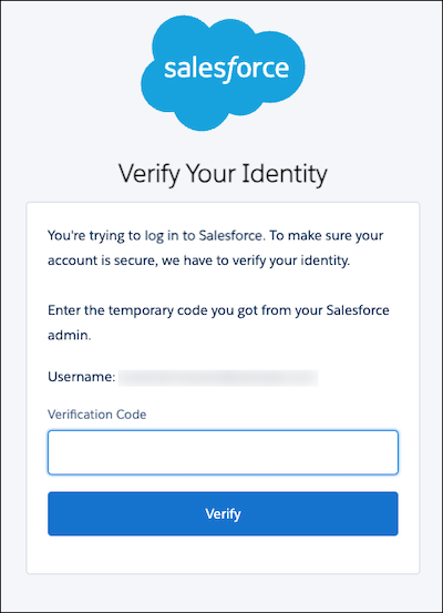 Prompt to enter a temporary verification code